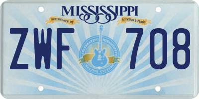 MS license plate ZWF708
