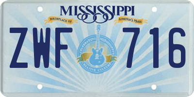 MS license plate ZWF716