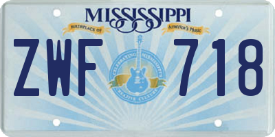 MS license plate ZWF718