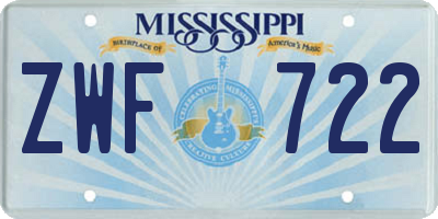 MS license plate ZWF722