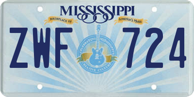 MS license plate ZWF724