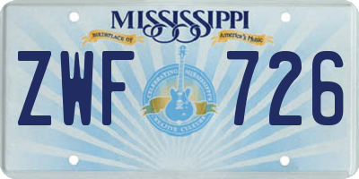 MS license plate ZWF726