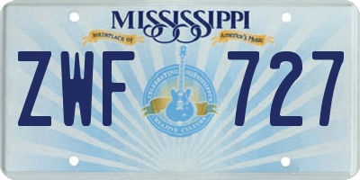 MS license plate ZWF727