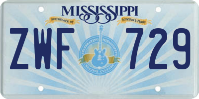 MS license plate ZWF729