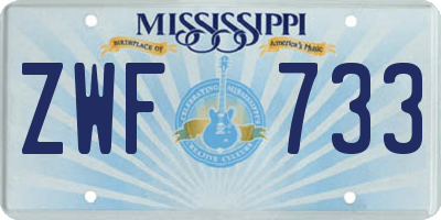 MS license plate ZWF733
