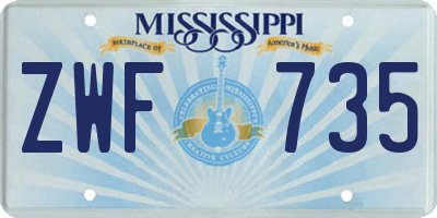 MS license plate ZWF735