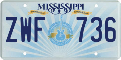 MS license plate ZWF736