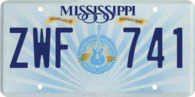 MS license plate ZWF741