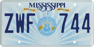 MS license plate ZWF744