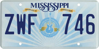 MS license plate ZWF746