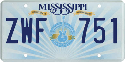 MS license plate ZWF751