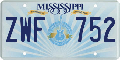 MS license plate ZWF752