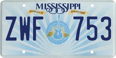 MS license plate ZWF753