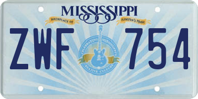 MS license plate ZWF754