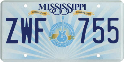 MS license plate ZWF755