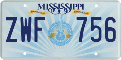 MS license plate ZWF756