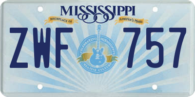MS license plate ZWF757