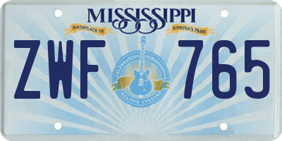MS license plate ZWF765