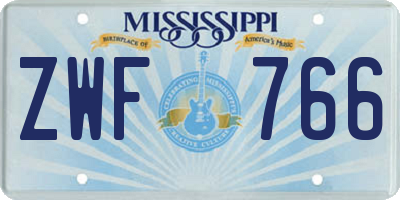 MS license plate ZWF766
