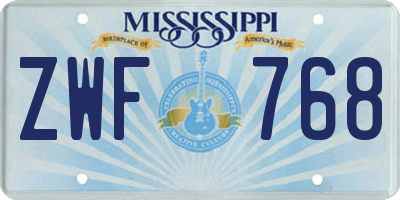 MS license plate ZWF768