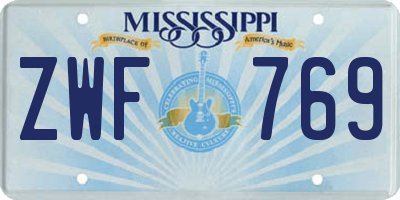 MS license plate ZWF769