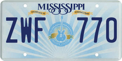 MS license plate ZWF770