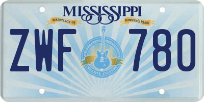 MS license plate ZWF780