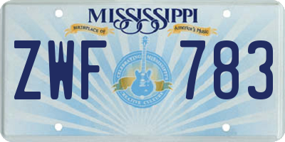 MS license plate ZWF783