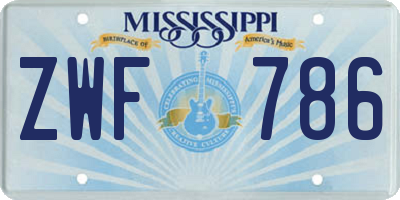 MS license plate ZWF786