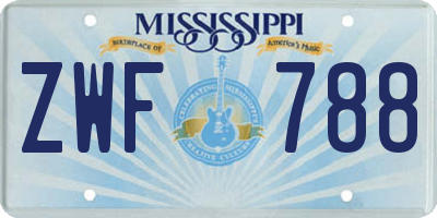MS license plate ZWF788