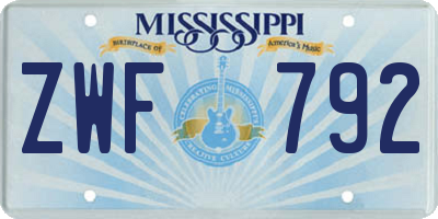 MS license plate ZWF792