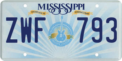 MS license plate ZWF793