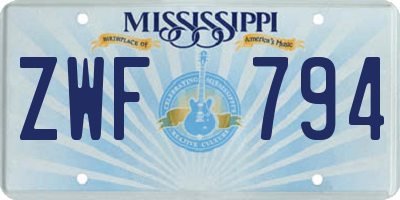 MS license plate ZWF794