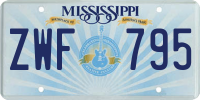 MS license plate ZWF795