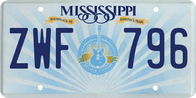 MS license plate ZWF796