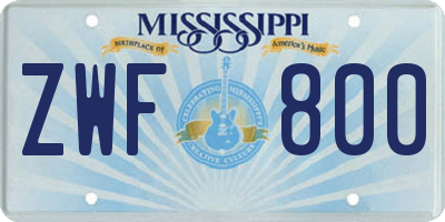 MS license plate ZWF800