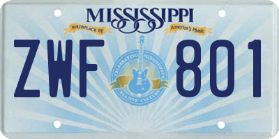 MS license plate ZWF801