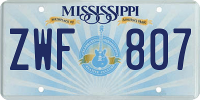 MS license plate ZWF807