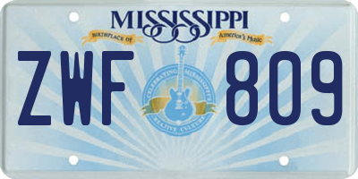 MS license plate ZWF809