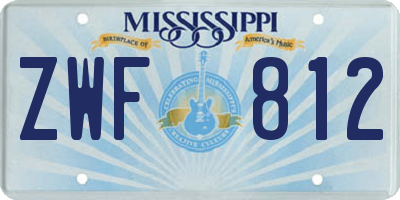 MS license plate ZWF812