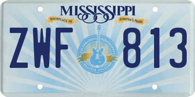 MS license plate ZWF813