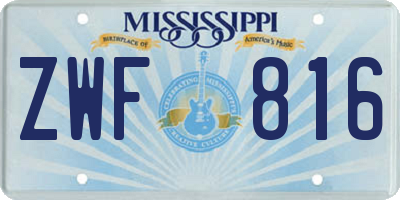 MS license plate ZWF816