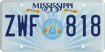 MS license plate ZWF818
