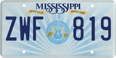 MS license plate ZWF819