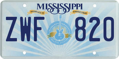 MS license plate ZWF820