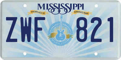 MS license plate ZWF821