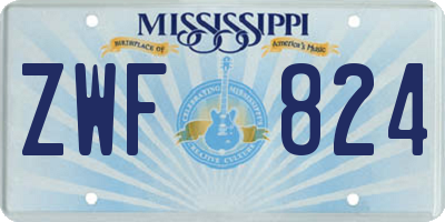 MS license plate ZWF824