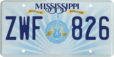 MS license plate ZWF826