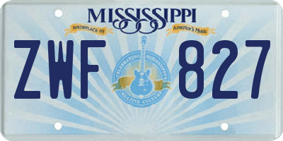 MS license plate ZWF827