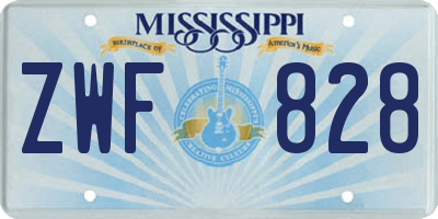 MS license plate ZWF828